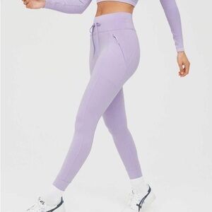 Aerie Warmup Size Large Lavender High-Waisted Leggings Athleisure Activewear EUC